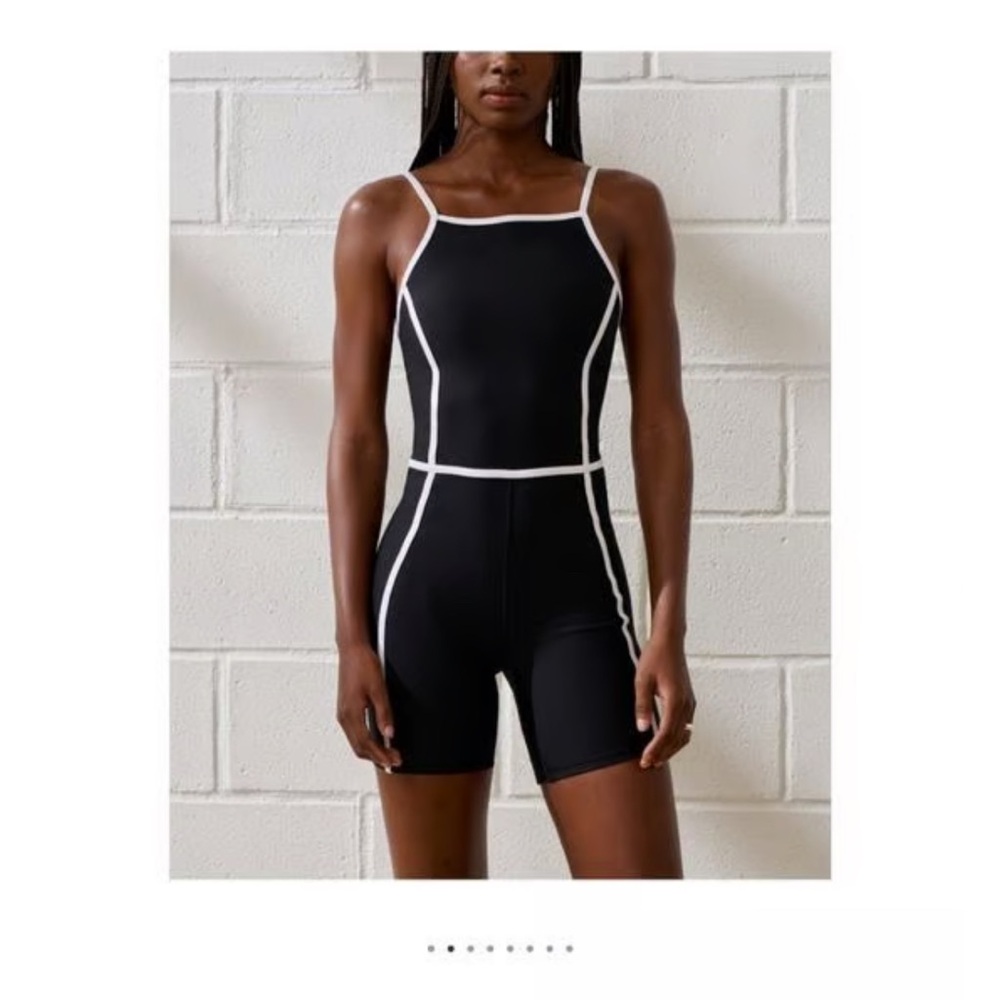 Abercrombie & Fitch YPB sculpt LUX High-Neck Onesie XS NWT NAVY & WHITE
